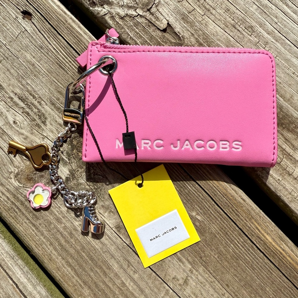 Marc Jacobs Vibrant Pink Card Wallet with Charms